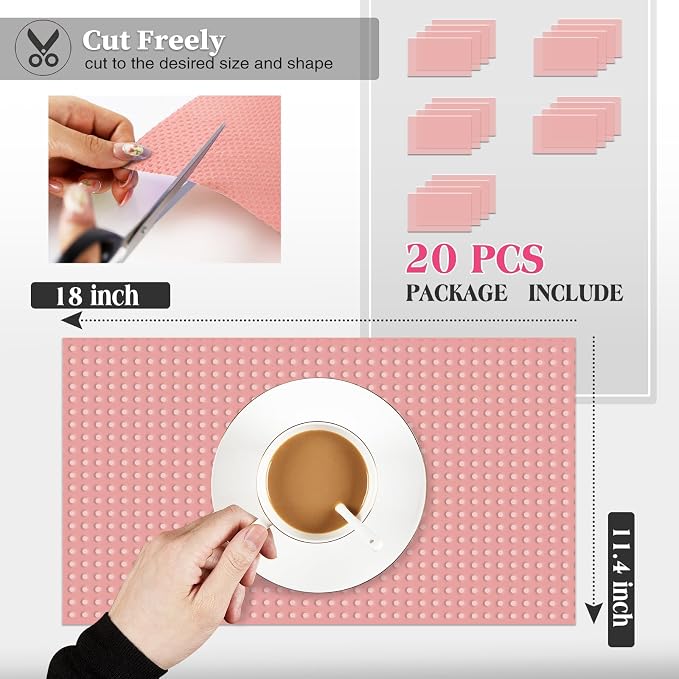 20Pcs Refrigerator Liners, Washable Fridge Liner Shelf Mats Refrigerator Pads for Cupboard Cabinet Drawer Home Kitchen Accessories Organization (Pink)