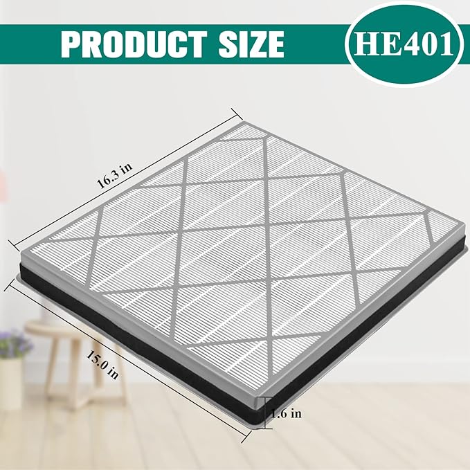 HE400 HE401 Filter Replacement for Shark Air Purifier 4 Fan, Compatible with Shark HE400 HE401 HE402 HE405 Air Models, True HEPA Filter, Replace Part # HE4FKPET, 2 Pack By Improvedhand