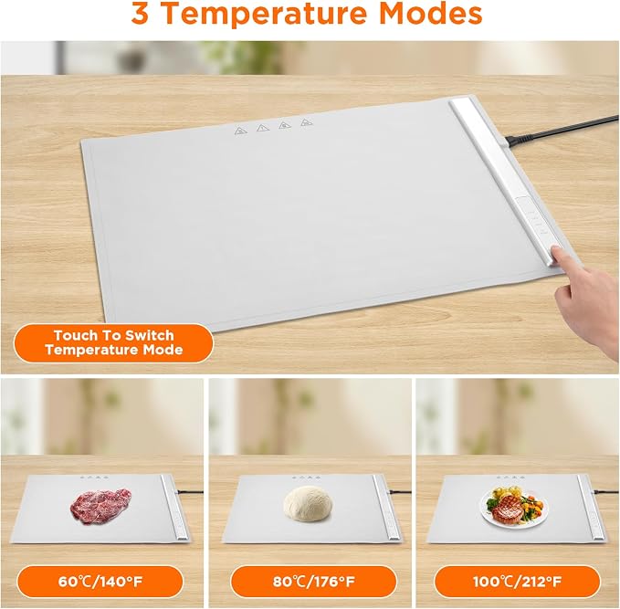 Portable Food Warmers,Electric Warming Tray Hot Tray Heating Mat Food Warmer Heating Pad Keep Foods Warming for Gatherings,Parties, Auto Shut-Off