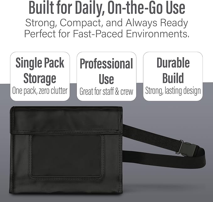 WIPESPLUS Wipes Pack Holder and Belt, Portable Wipe Carrier for Home and Business, 6 Inch Pouch, Black, (Pack of 12)