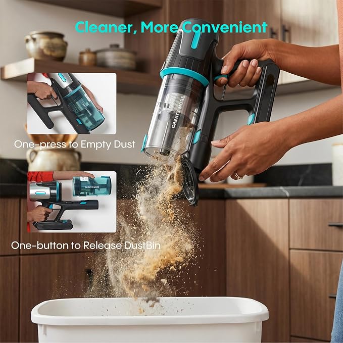 Bagotte Cordless Vacuum Cleaner,65KPa 65Mins Stick Vacuum with Self-Standing,Anti-Tangle Touch Screen LED Display, Detachable Battery Pack, Rechargeable Vacuum for Floor/Carpet/Pet Hair