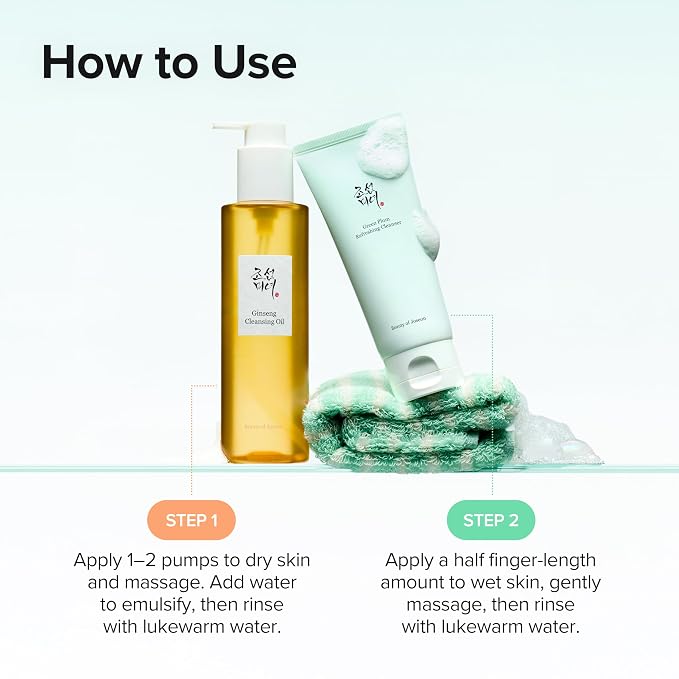 Beauty of Joseon Double Cleansing Duo With Glass Skin Moisturizer Gift | Daily Korean Skincare Face Cleansers for All Skin Types, Gentle Gel Cleanser and Lightweight Cleansing Oil 210 ml, 100 ml