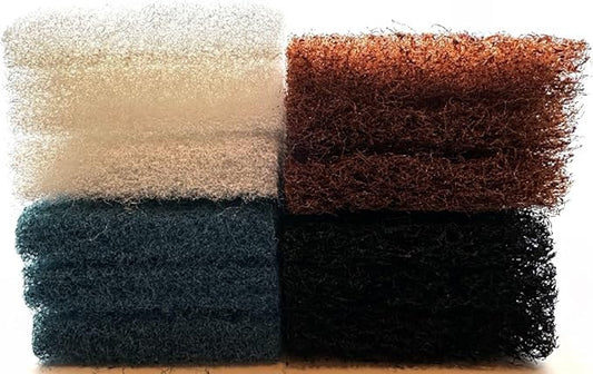12 piece Refill Cleaning Scrubbing Scouring Pad Kit with 3X of 4 Different 10 x 4.5in Utility Cleaning Scrubber Scouring Pads | White Blue Brown Black | Compatible with Doodlebug Pad Holder