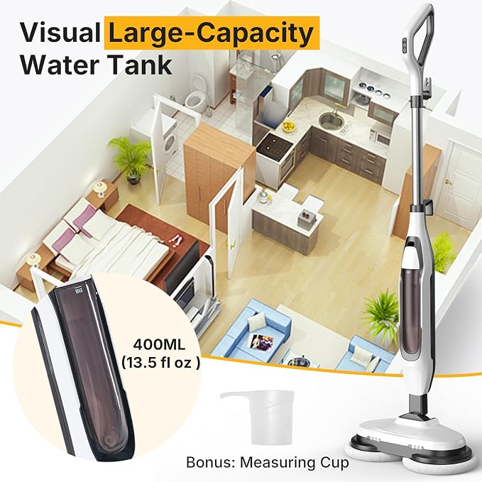 NEWBULIG Steam Mop, All-in-One Steam Mops for Floor Cleaning with Rapid Re-heat, Self-Standing Floor Steamer, 4 Rotating Scrub Pads, 2 LED Headlights, for Hardwood Floors & Tile