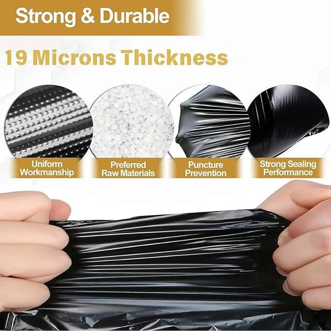 50 55 60 Gallon Trash Bags, 100 Count High Density Garbage Bags, Recycling Trash Can Liners, Sturdy & Tear-Resistant Large Black Bag for Kitchen Yard Outdoor Commercial Use, Lawn Leaf Waste Bags