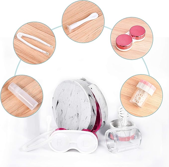 Lasiyanor Contact Lens Travel Kit with Cleaner Washer, Portable Contact Box with Mirror Tweezers Remover Tool Solution Bottle for Daily Outdoor