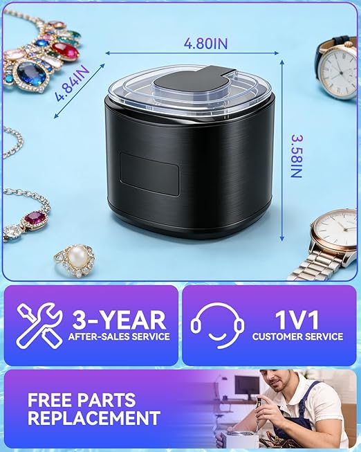 5.0 Upgraded Ultrasonic Retainer Cleaner 300ML【Top1 German Motor】【SGS-Certified 50KHz Ultrasonic & Dual Tech】【4.0 Smart Chip】【Rechargeable】for Denture, Braces, Night Guards, Aligner,Jewelry and More