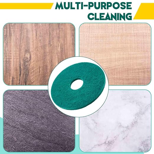 Teenyyou 2 Pcs 12" Green Scrubbing Pads Commercial Cleaning Orbiter Pads-Maintenance Non Woven for Floor Buffer Machine