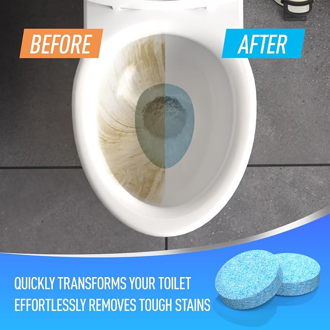 Toilet Bowl Cleaner Tablets 40 Pack, Long-Lasting Drop-in Tank Tablets with Sustained-Release Technology, Fight Tough Stains & Odors, Household & Commercial Use, Compatible with Most Toilets-Standard