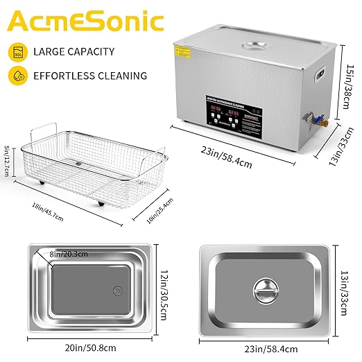 Ultrasonic Cleaning Machine 30L Digital Ultrasonic Parts Cleaner with Timer 42kHz SUS 304 Stainless Steel Lab Sonic Cleaner for Professional Tools,Metal Parts,Jewelry,Eyeglasses
