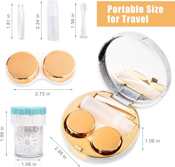 Lasiyanor Contact Lens Travel Kit with Cleaner Washer, Portable Contact Box with Mirror Tweezers Remover Tool Solution Bottle for Daily Outdoor