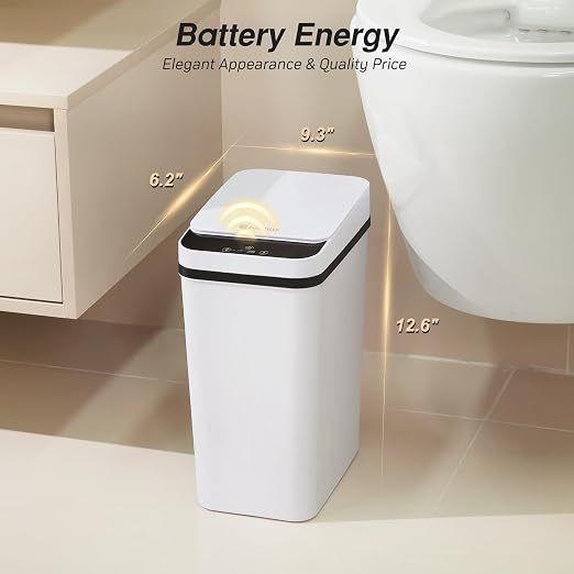 FRESHLIX Smart Touchless Bathroom Trash Can 2.6 Gallon Automatic Motion Sensor Rubbish Can with Lid Electric Waterproof Narrow Small Garbage Bin