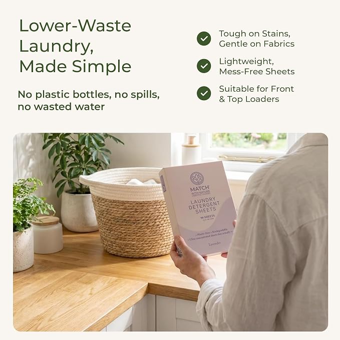 Laundry Detergent Sheets – 90 Pre-Measured Loads, Dissolves Completely – Plastic-Free, Biodegradable & Skin-Friendly Formula – Machine-Ready & Travel Friendly – Lavender