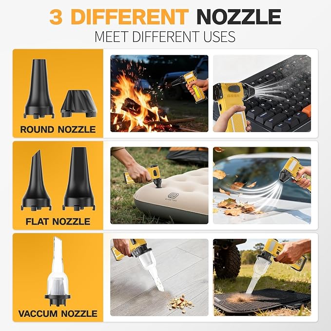 Compressed Air Duster, Cordless Rechargeable 7-in-1 Blower with 8000mAh Battery & 300000RPM, Variable Speed Electric Dust Remover for Keyboard PC Computer Car Vents Electronics Cleaning