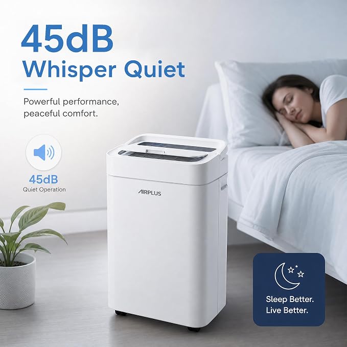 AIRPLUS 4500 Sq. Ft Dehumidifier for Basement, 70 Pints Dehumidifiers for Home with Drain Hose, Continuous Drainage, Intelligent Humidistat, Multifunctional Dehumidifier for bathroom, bedroom
