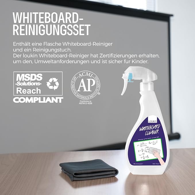 loukin Whiteboard Accessories Bundle | Non-toxic Whiteboard Cleaner Kit (17 fl oz) & Magnetic and Adhesive Marker Holder