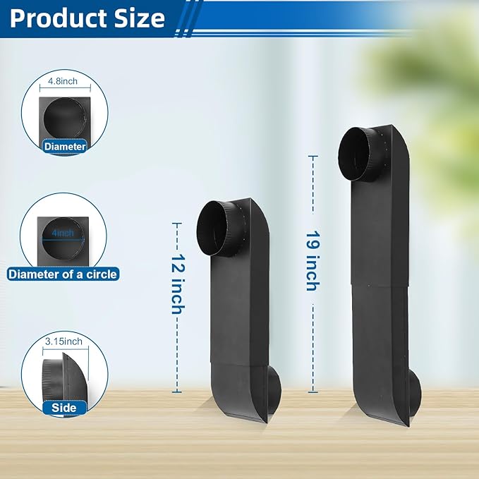 OEM Periscope Dryer Vent Kit Adjustable Telescoping 4 Inch Stainless Steel Low Profile Duct (12"-19"), Space Saving In-Wall Installation, Slim Magnetic Adapter Fits Whirlpool & All 4" Outlet Dryers