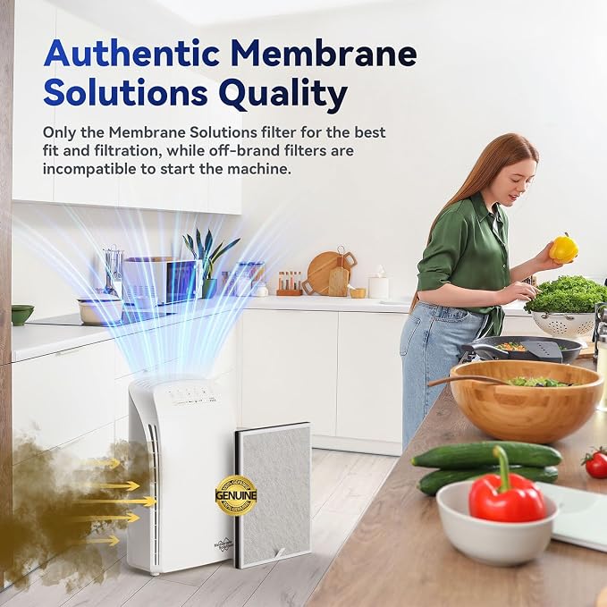 Membrane Solutions MSA3/MSA3S Genuine Smoke Removal Air Purifier Filter Replacement 1 Pack, Upgraded 6-in-1 H13 True HEPA Filter