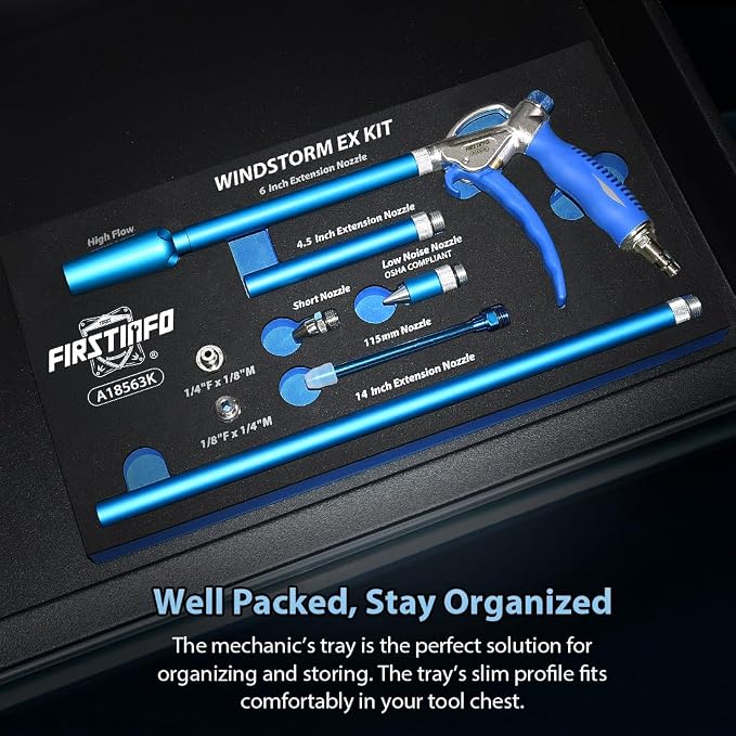 FIRSTINFO A18563KUS 9-Piece Windstorm 2X Flow Air Blow Gun Master Kit