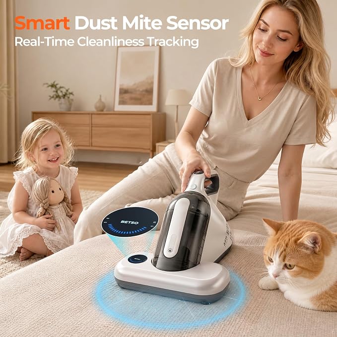 UV Mattress Vacuum Cleaner 16Kpa, Bed Vacuum with Smart Dust Sensor & HEPA Filter, 450W Couch Cleaner Machine for Pet Hair, Upholstery, Bed, Sofa Deep Cleaning