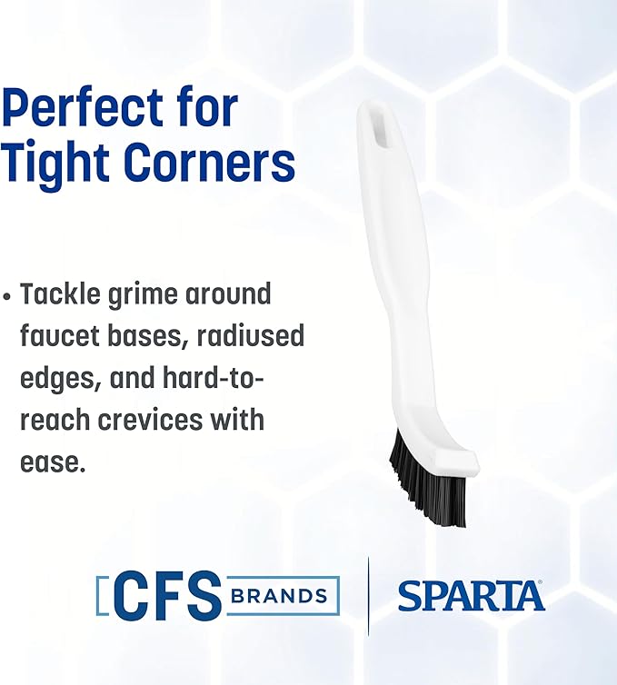 SPARTA Flo-Pac Grout Brush Crevice Brush, Detail Brush, Nylon, 8 Inches, White