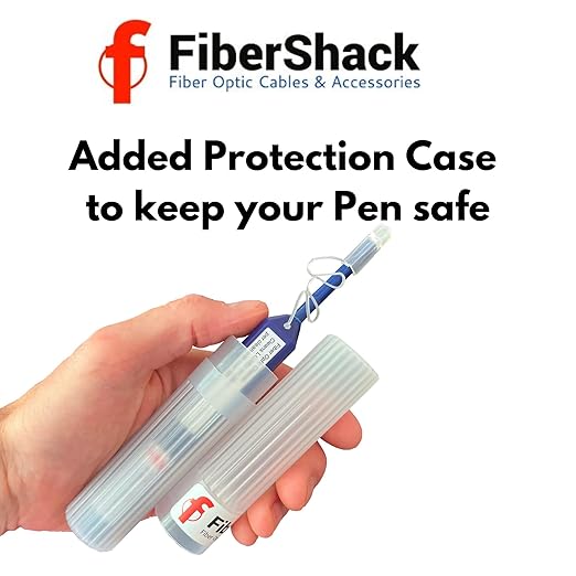 Fibershack - 1.25mm LC Fiber Cleaner Pen. 800+ Single Click Fiber Cleaner. LCUPC Optical Connector Cleaner & Endface Cleaning Pen Comes with Damage Protection Case & Dust Caps