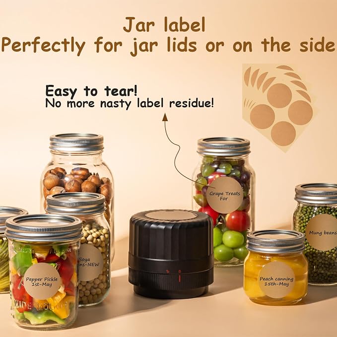 HTPOW Automatic Mason Jar Vacuum Sealer, One-Touch for Food Storage | Canning, pickling, one-touch operation, 1300mAh rechargeable battery, wide & regular mouth jar compatible