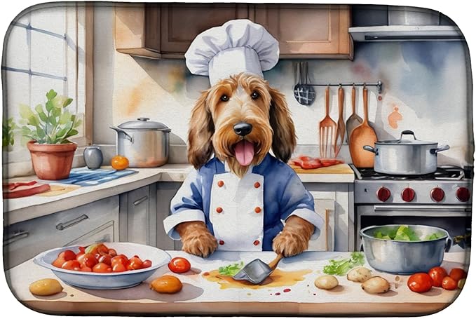 Caroline's Treasures DAC6295DDM Otterhound The Chef Dish Drying Mat Absorbent Dish Drying Mat Pad for Kitchen Counter Dish Drainer Mat for Countertop, 14 x 21", Multicolor
