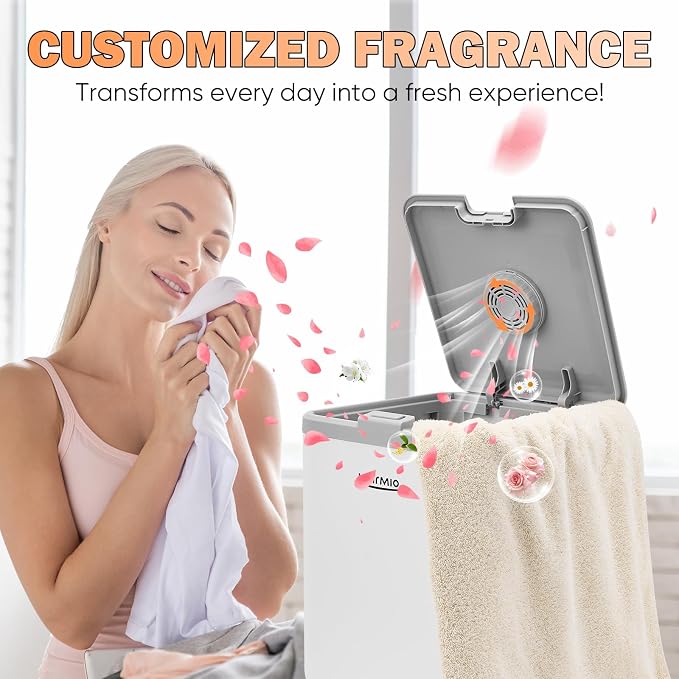 30L Towel Warmer,Large Luxury Towel Warmers, Hot Towel Warmer with Dryer, Adjustable Heating Time Setting, Fragrance Disc,12h Delay Time,Towel Warmers for Bathroom,Spa Home (White-Grey)