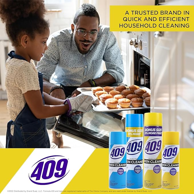 Formula 409 Heavy Duty Oven and Grill Cleaner Spray, Lemon Scent, Cuts Baked-On Grease and Grime on Contact, Fume-Free Aerosol, 5-Minute or Overnight Deep Clean, 14.5 Oz - 2 Pack