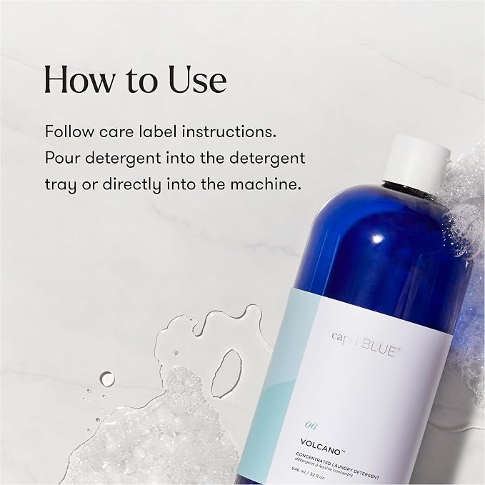 Capri Blue Volcano Laundry Detergent Liquid - This Luxury Non-Toxic Laundry Detergent is Vegan & Cruelty Free - Formulated with Grapefruit & Tangerine Essential Oils - Capri Blue Volcano (32 fl oz)