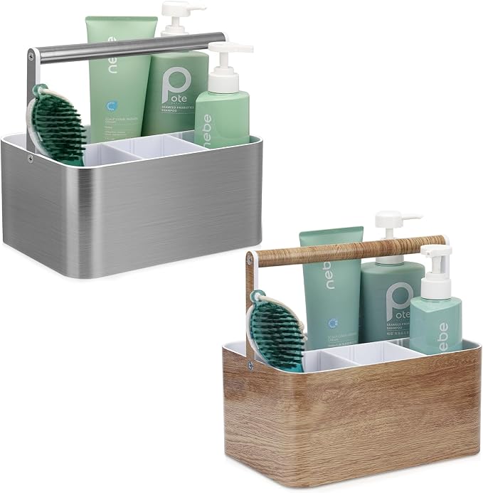 BYUNER Plastic Shower Caddy Dorm: Portable Bathroom Caddy Organizer for College with Handle and Adjustable Divider, Utility Hard Shower Basket Bin Tote for Toiletry,Shampoo,Soap,Cleaning Product