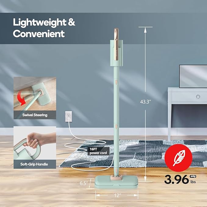 Newbealer Steam Mop & Detachable Handheld Cleaner, 1200W Floor Steamer | 3 Adjustable Levels for Carpet Laminate Hardwood Grout, Carpet Glider, 7 Multi-purpose Accessories & 2 Pads, 250ml Tank