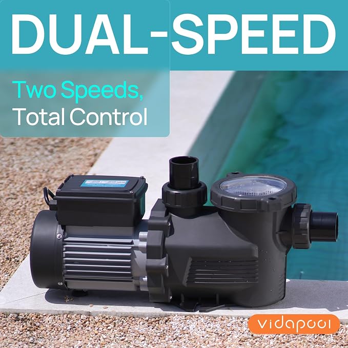 2HP In/Above Ground Pool Pump, 5200GPH Dual Speed High Flow 115V Powerful Self Primming Swimming Pool Pumps with Filter