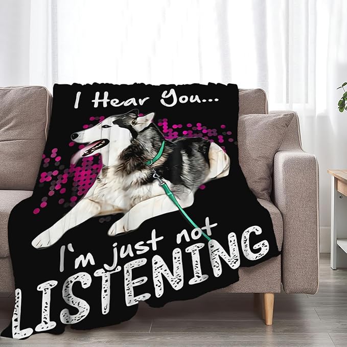 Tijuboni Husky Throw Blanket Dog Gifts for Girls Boys Women Men Kids Adults Soft Flannel Fleece Blanket for Couch Sofa Bed Home Decor 50"x60"