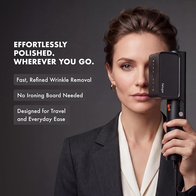 Nesugar G7 Dual Voltage Steamer for Clothes & Iron for Clothes - Mini Garment Steamer - Sleek Profile - Travel-Ready - Compact Size - Ergonomic Design - Quick Heat-Up - All-Garment Use - Black
