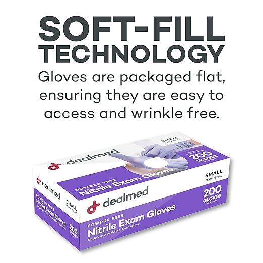 Dealmed Nitrile Exam Gloves Small (200 Count) - Disposable, Latex-Free, Powder-Free, Medical Use
