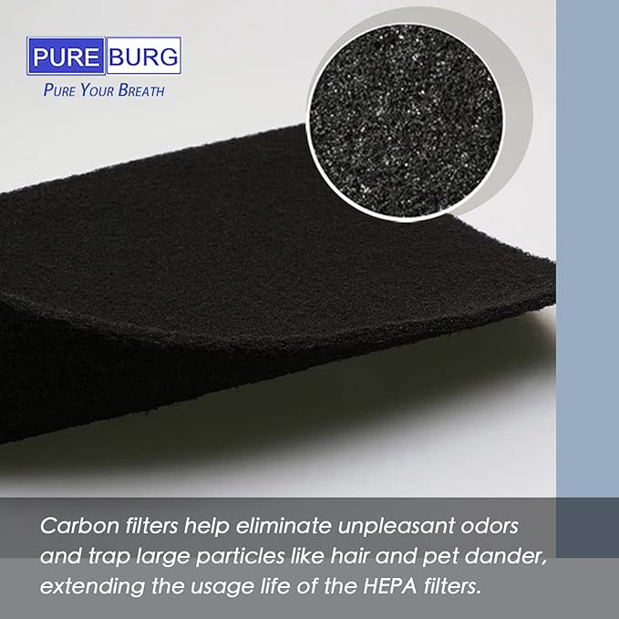 PUREBURG Replacement Filter Set Compatible with Vornado AQS25 & AQS35 Air Purifier Part MD1-0004 & MD1-0005,2-Pack H13 True HEPA Activated Carbon Pre-Filters Air Clean