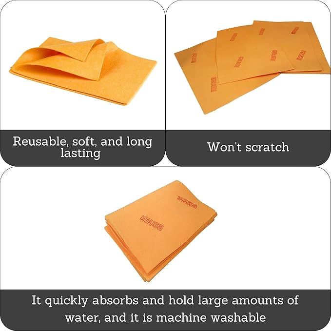 Imusa USA 24 Pack Reusable Cuban Style Mop Cloth Super Absorbent Multi-Purpose Cleaning Shammy (Chamois) Towel Cloth, Orange