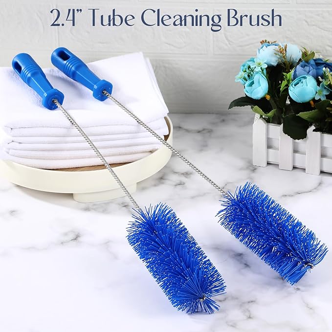 Baderke 2 Pieces Drain Brush Pipe Cleaning Tube Brushes 19.7 Inch Plastic Shower Pipe Flexible Cleaning Tool(Blue,19.7 x 2.4 Inch)