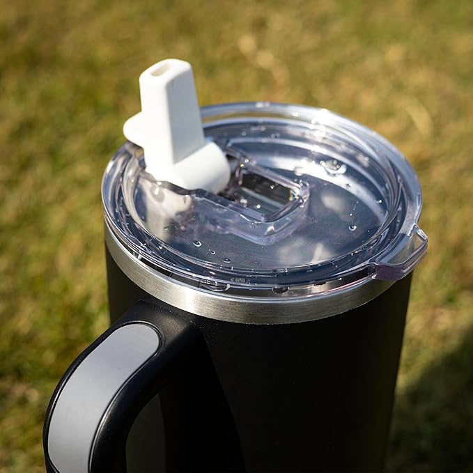 For Travel & Gym – Never Drink from a Moldy Lid Again: 40oz Hygienic Tumbler, 100% Leakproof Lid & Removable Foldable Spout. Reinforced Base, Fits Cup Holders - Black