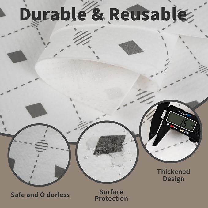 Non-Slip Absorbent Refrigerator Liners Roll 17.7INx24FT, Washable Non Adhesive Fridge Shelf Drawer Liner Cut to Fit Waterproof Fridge Liners for Glass Shelves Vegetable Fruit Storage