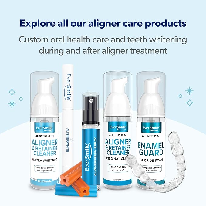 EverSmile AlignerFresh Extra Whitening Foam – Cleaner Compatible w/Invisalign and All Clear Aligners and Retainers – Eliminates Bacteria, Whitens Teeth, Fights Bad Breath – 50ml (1 Pack)