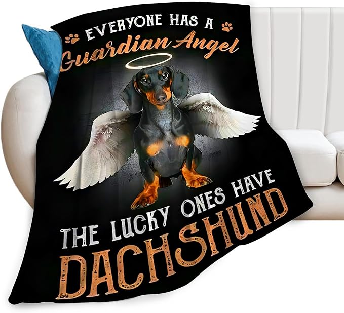 Dachshund Gifts and Decor - Cute Dog Throw Blanket for Girls, Women, Kids, Adults - Soft, Warm, Cozy Fleece Blanket for Couch, Sofa, Bed - 60"x50"