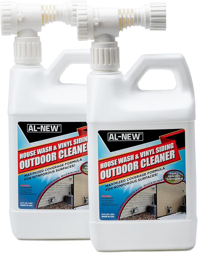 AL-NEW Exterior Cleaning Bundle Clean & Protect w/ 1 gallon House Wash & Vinyl Siding Outdoor Cleaner (2-64oz Hose-End Bottles)