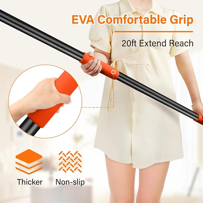 Light Bulb Changer for High Ceilings with Extension Pole 20FT,28FT Reach Light Bulb Extension Pole Changer with Baskets and Suction Cup for High Ceilings and Recessed Lights