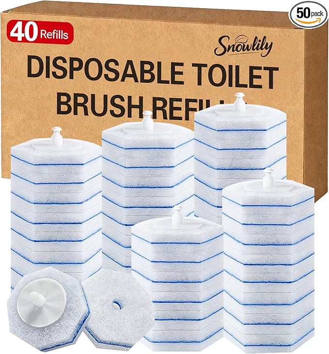 40 Count Toilet Cleaner Refill Pads Compatible with Clorox ToiletWand, High-Density Disposable Toilet Brush Refills for Powerful Scrubbing
