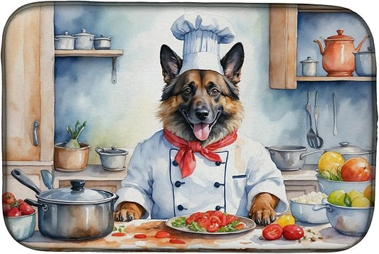 Caroline's Treasures DAC6202DDM Belgian Tervuren The Chef Dish Drying Mat Absorbent Dish Drying Mat Pad for Kitchen Counter Dish Drainer Mat for Countertop, 14 x 21", Multicolor