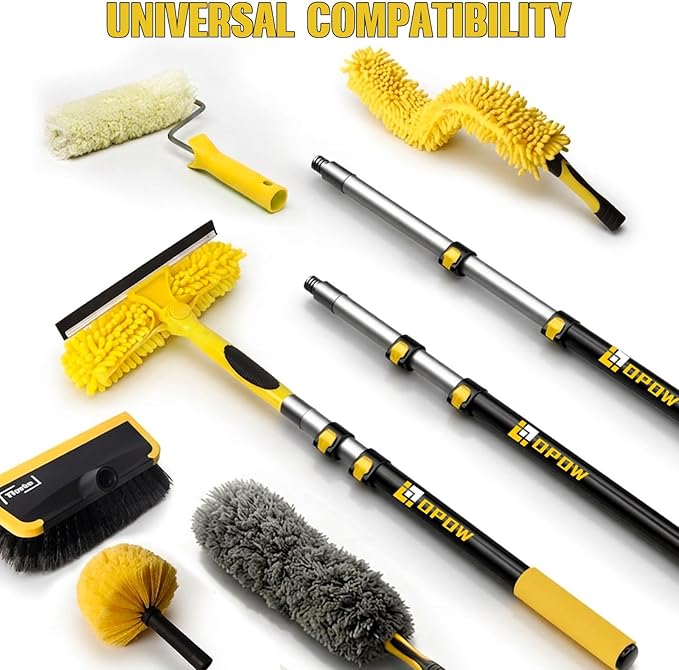 1.5-3ft Paint Roller Extension Pole, Sturdy Aluminum Telescopic Pole with Flip-Lock, Universal Thread, Multi-Purpose Extendable Pole for Indoor Touch-ups, Window Cleaning