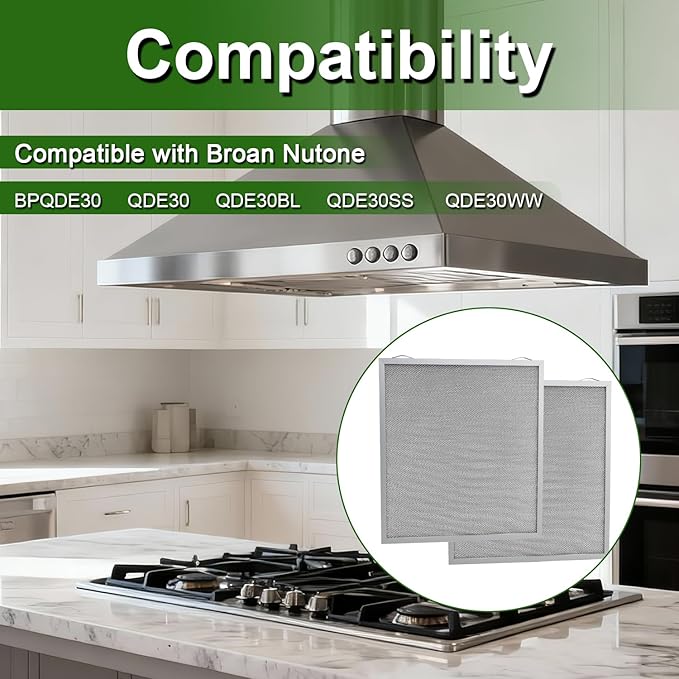 2-Pack Range Hood Grease Filters 5-Layer Aluminum Mesh 14 X 13.7 X 0.4 Inchs Compatible with Broan Nutone Replace#: S97017415 97017415